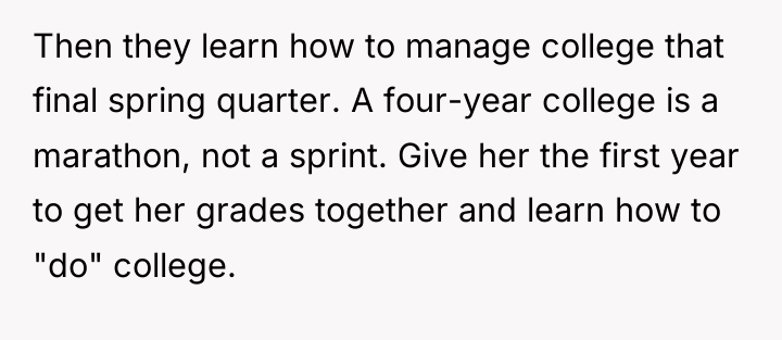 Then they learn how to manage college that final spring...