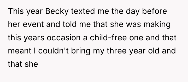 This year Becky texted me the day before her event...