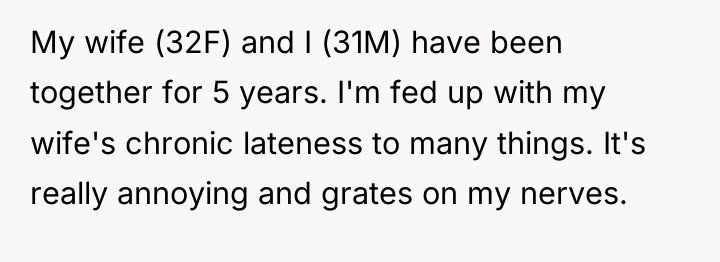 My wife (32F) and I (31M) have been together for...