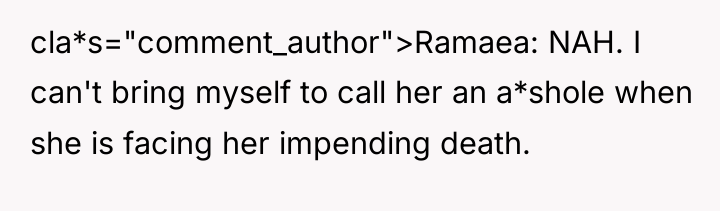 cla*s="comment_author">Ramaea: NAH. I can't bring myself to call her an...