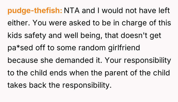 pudge-thefish NTA and I would not have left either. You...