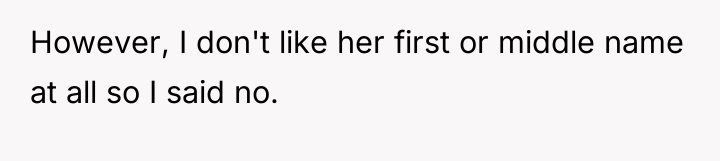 However, I don't like her first or middle name at...