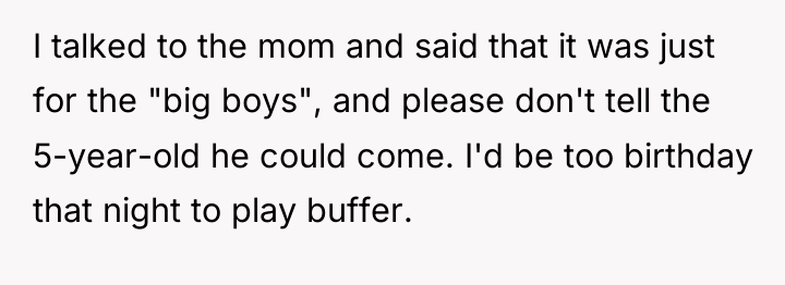 I talked to the mom and said that it was...