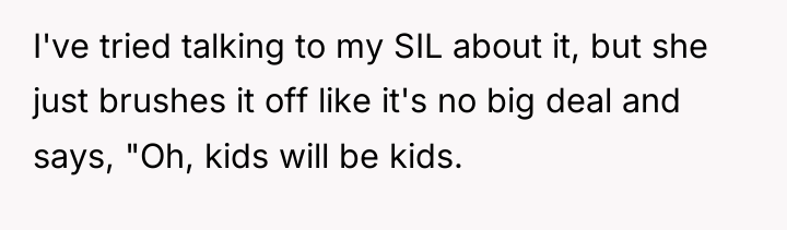 I've tried talking to my SIL about it, but she...