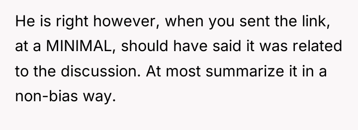 He is right however, when you sent the link, at...