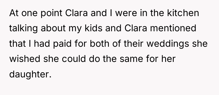 At one point Clara and I were in the kitchen...