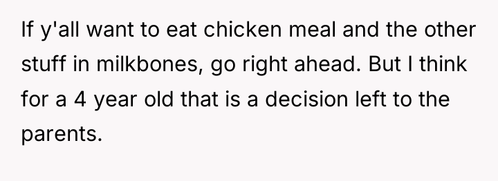 If y'all want to eat chicken meal and the other...
