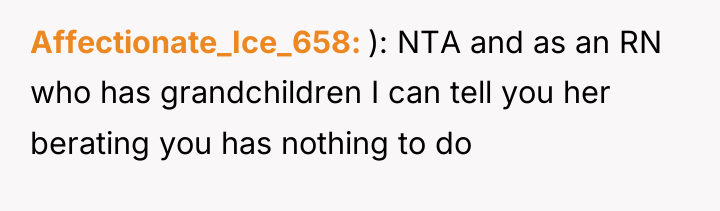 Affectionate_Ice_658 ): NTA and as an RN who has grandchildren...
