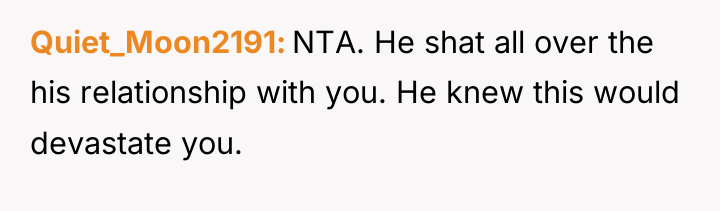 Quiet_Moon2191 NTA. He shat all over the his relationship with...