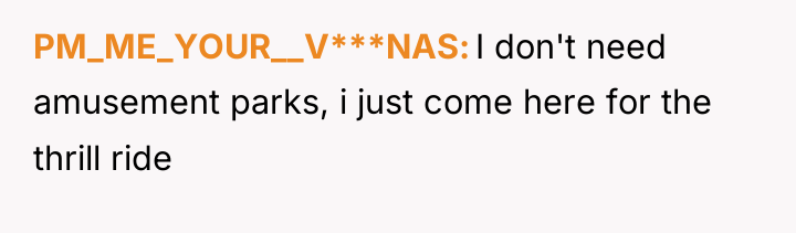 PM_ME_YOUR__V***NAS I don't need amusement parks, i just come here...