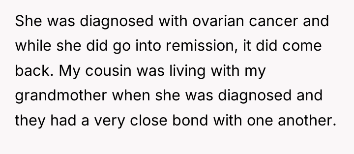 She was diagnosed with ovarian cancer and while she did...