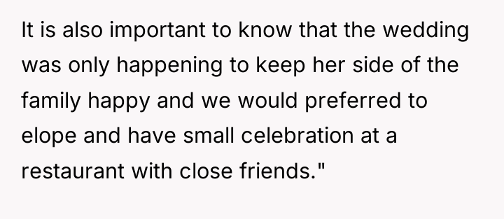It is also important to know that the wedding was...