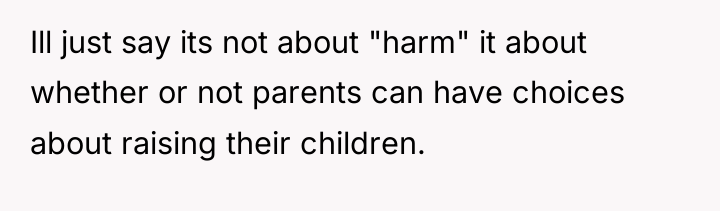 Ill just say its not about "harm" it about whether...