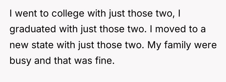 I went to college with just those two, I graduated...