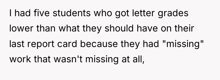 I had five students who got letter grades lower than...