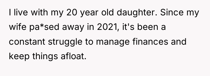 I live with my 20 year old daughter. Since my...