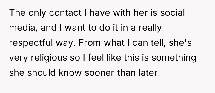 The only contact I have with her is social media,...
