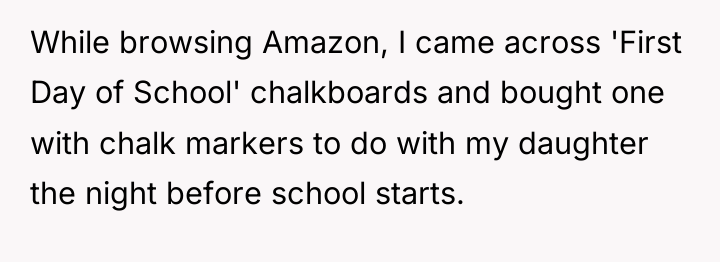 While browsing Amazon, I came across 'First Day of School'...