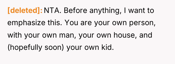 [deleted] NTA. Before anything, I want to emphasize this. You...
