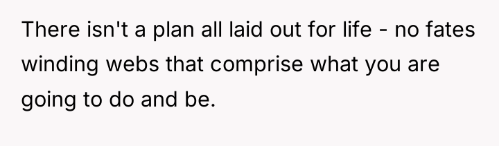 There isn't a plan all laid out for life -...