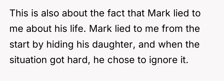 This is also about the fact that Mark lied to...