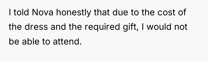 I told Nova honestly that due to the cost of...