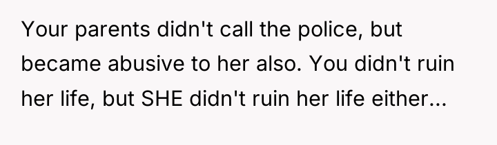 Your parents didn't call the police, but became abusive to...