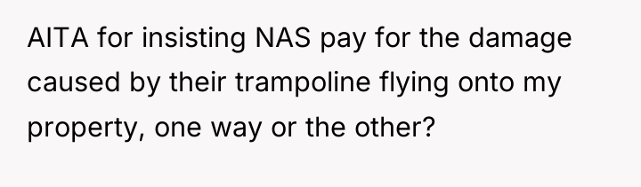 AITA for insisting NAS pay for the damage caused by...
