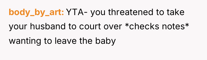 body_by_art YTA- you threatened to take your husband to court...