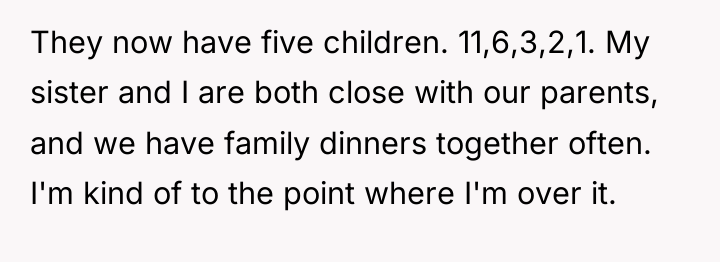 They now have five children. 11,6,3,2,1. My sister and I...