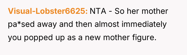 Visual-Lobster6625 NTA - So her mother pa*sed away and then...