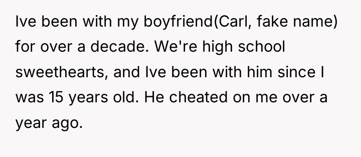 Ive been with my boyfriend(Carl, fake name) for over a...