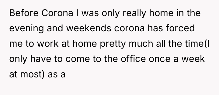Before Corona I was only really home in the evening...