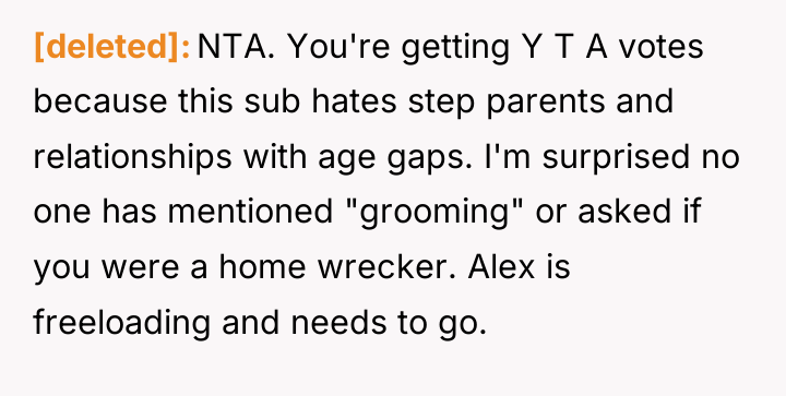 [deleted] NTA. You're getting Y T A votes because this...