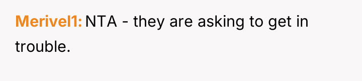 Merivel1 NTA - they are asking to get in trouble.