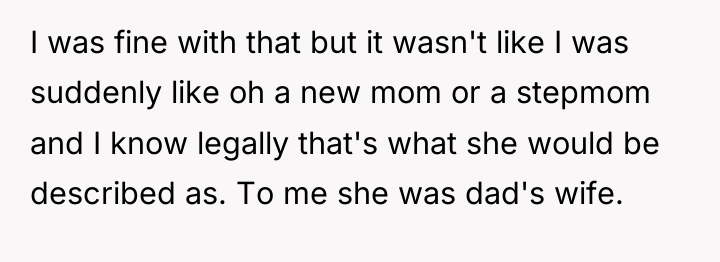 I was fine with that but it wasn't like I...