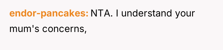 endor-pancakes NTA. I understand your mum's concerns,