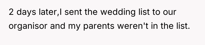 2 days later,I sent the wedding list to our organisor...