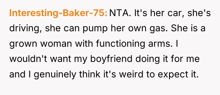 Interesting-Baker-75 NTA. It's her car, she's driving, she can pump...