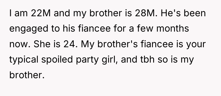 I am 22M and my brother is 28M. He's been...