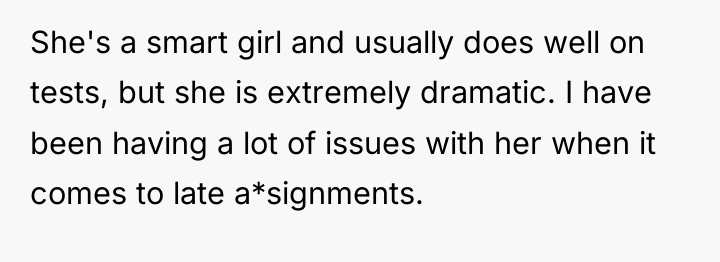 She's a smart girl and usually does well on tests,...