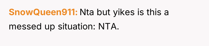 SnowQueen911 Nta but yikes is this a messed up situation:...