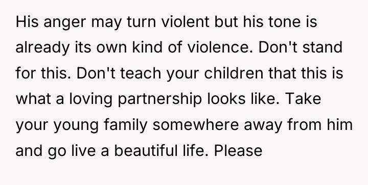 His anger may turn violent but his tone is already...