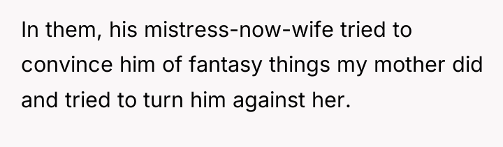 In them, his mistress-now-wife tried to convince him of fantasy...