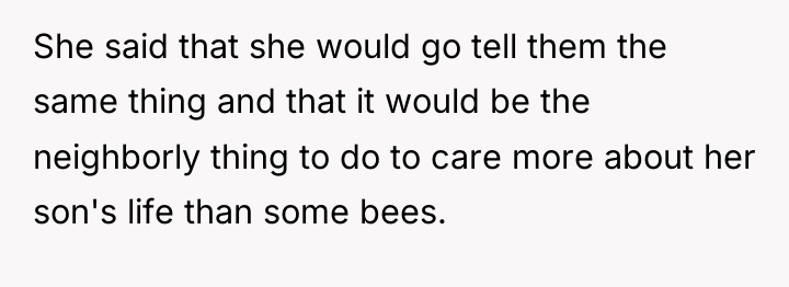 She said that she would go tell them the same...