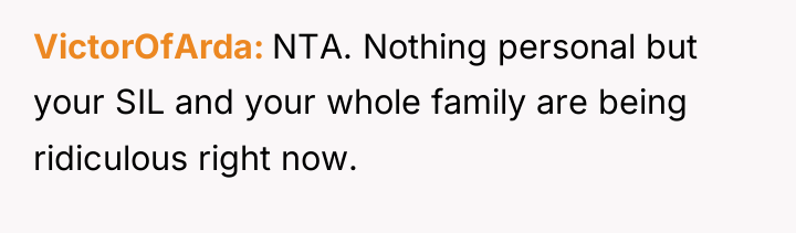 VictorOfArda NTA. Nothing personal but your SIL and your whole...