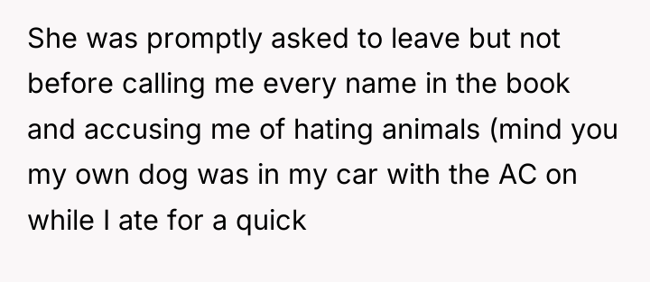 She was promptly asked to leave but not before calling...
