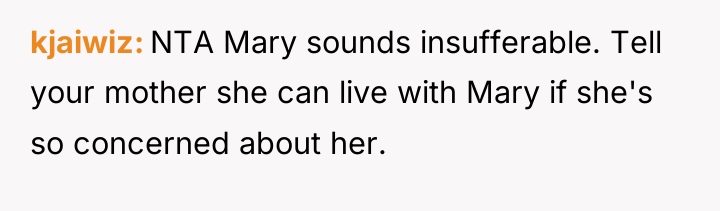 kjaiwiz NTA Mary sounds insufferable. Tell your mother she can...