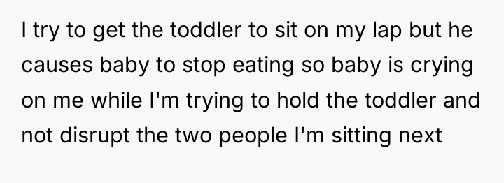 I try to get the toddler to sit on my...