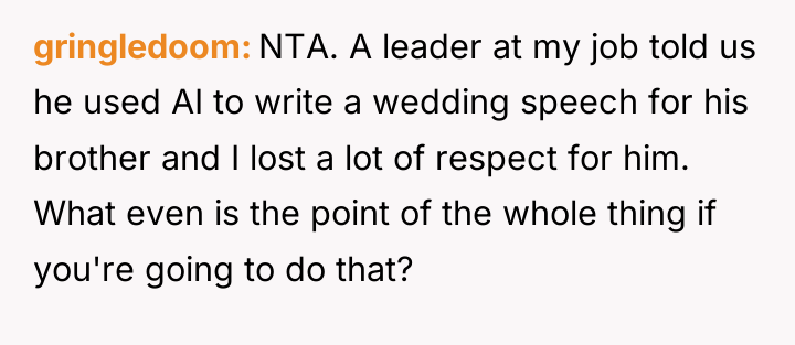 gringledoom NTA. A leader at my job told us he...
